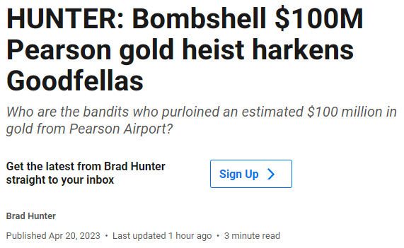 突发重磅！加拿大机场3600磅黄金被盗，价值超1亿美元