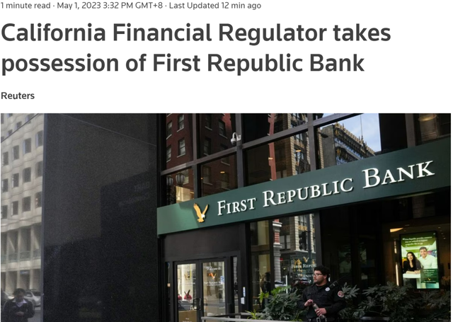 突发！美国又一家大银行被接管