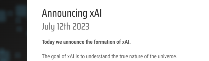 正式官宣！马斯克成立人工智能公司xAI