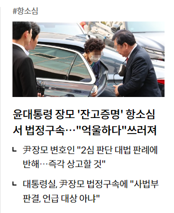 韩国总统丈母娘被法庭当场逮捕 韩媒：宪政史上头一回