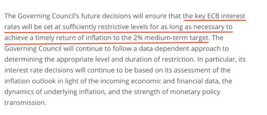 欧央行如期加息25个基点！将确保利率“在必要的时间内保持在足够限制性的水平”